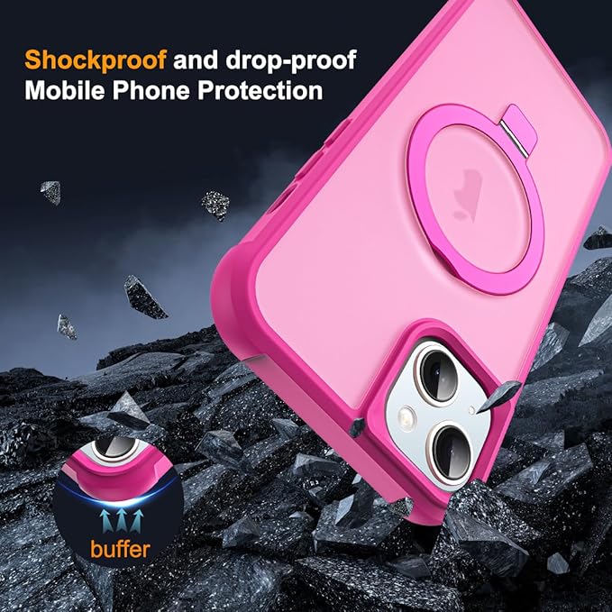 Compatible with iPhone 11 Case with Invisible Magnetic O-Ring Stand Military-Grade Translucent Case for iPhone 11 6.1" [Compatible with Mag-Safe][Great Grip Feeling], Rose