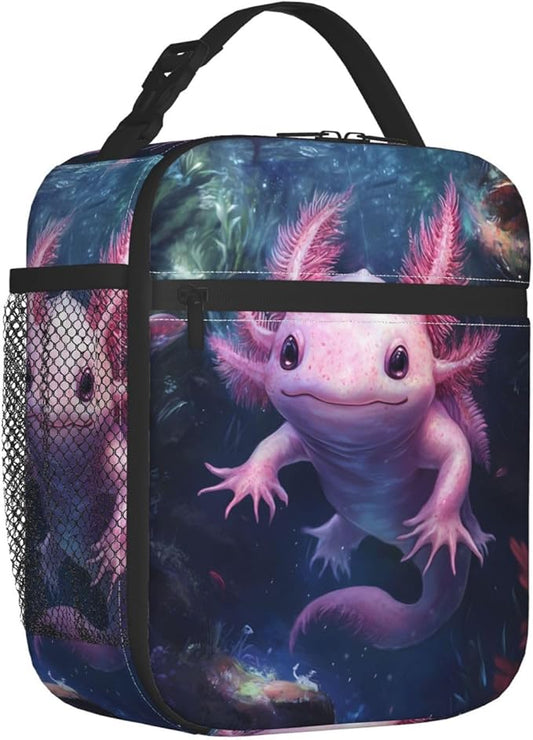 Axolotl Lunch Box for Women Kids Girls Men Insulated Lunch Bag Lunchbox Adults Lunch Tote Bags Reusable Cooler for Work Office School Picnic Travel