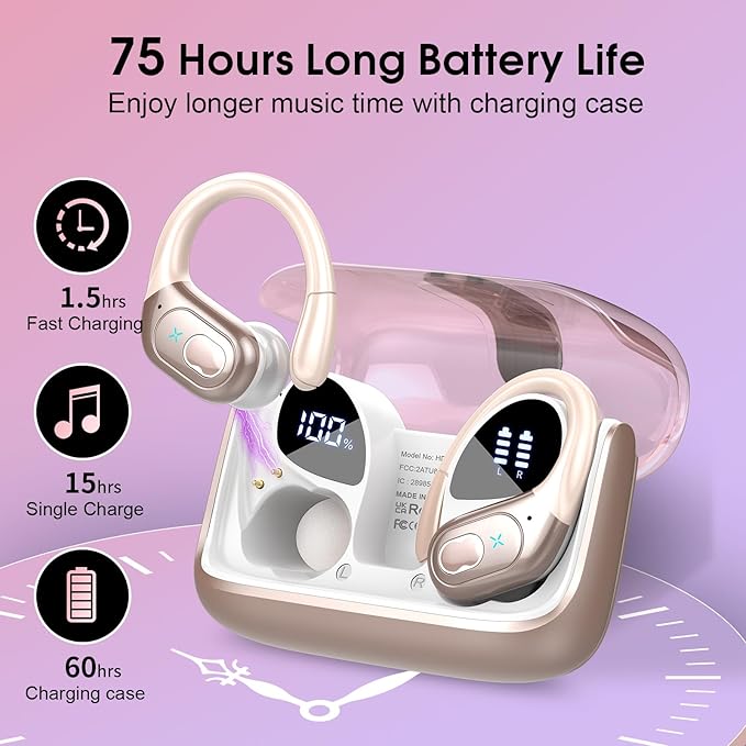 AI Translation Earbuds Real Time, 164 Language Translator Earbud 3-in-1 Bluetooth 5.4 Translator Earbuds with 6 Translation Modes, 75H Translators Headphones with APP for Travel Business, Rose Gold