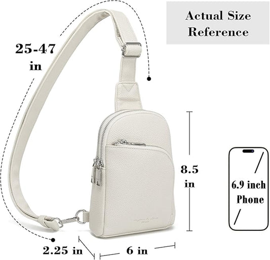 INICAT RFID Blocking Sling Bag Leather Crossbody Bags for Women Fanny Pack Cross Body for Woman Chest Bag for Travel 1.9L