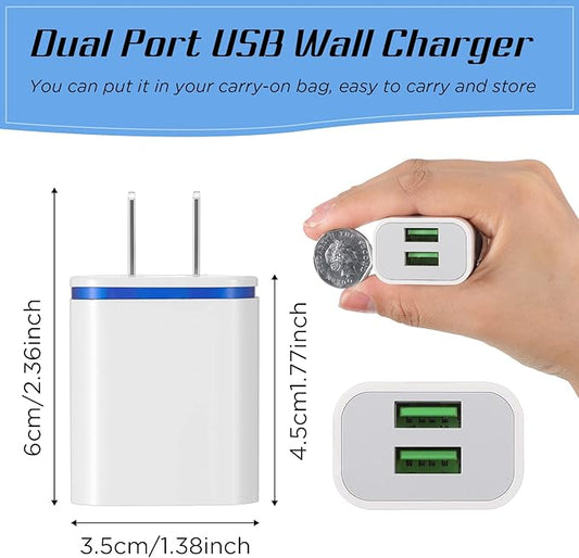 Xuhal 12 Pcs USB Charger Block Bulk Charger Adapter Cube 2.1a Fast USB Plugs for Wall Outlet Travel Adapter Most Smartphones and Tablets, Colorful