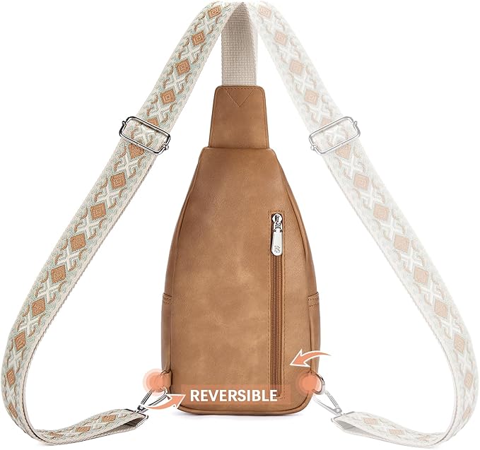 BOSTANTEN Sling Bag for Women Leather Crossbody Bag Vintage Cross Body Purse for Travel with Guitar Strap, Bohemian Style