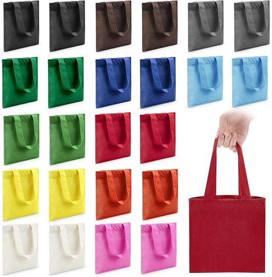 Amylove 24 Pcs Mini Tote Bag Sublimation Blank Canvas Tote Bags Reusable Grocery Luggage DIY Sack Goody for Party Even (8.5 x 8 Inch,Multicolor Color)