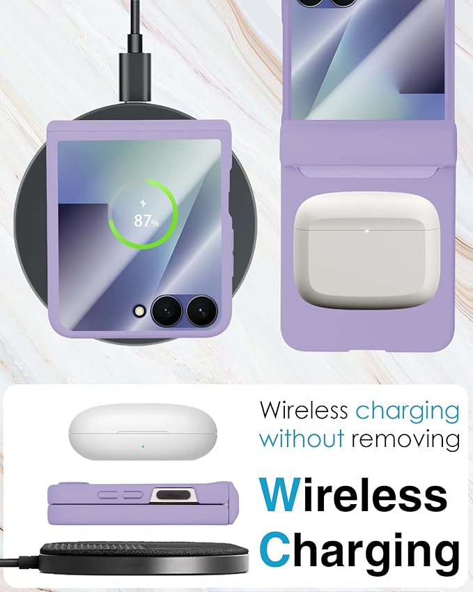 STORMTAL for Samsung Galaxy Z Flip 7 Case, Hinge Protection, Built-in Screen Protector, Wireless Charging, Shockproof, Slim Rugged Phone Protective Case for Galaxy Z Flip 7 Purple