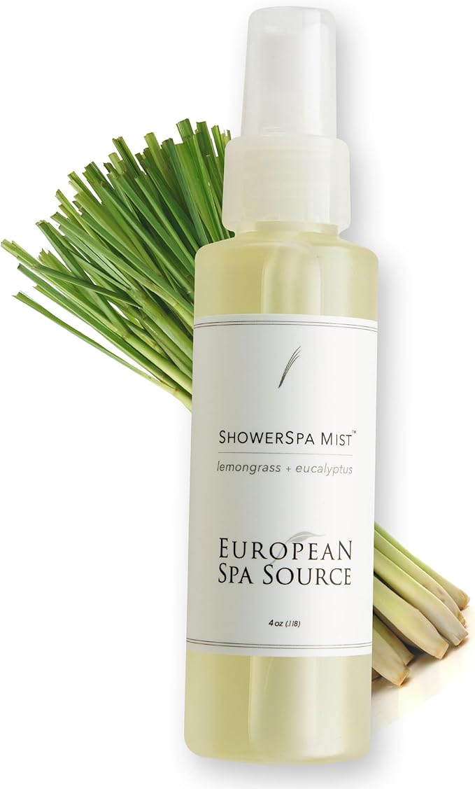 Energizing Lemongrass + Eucalyptus ShowerSpa Mist Spray for Aromatherapy, at Home Spa Experience, Sinus Congestion Relief, and Tension Relief, 4 fl oz.