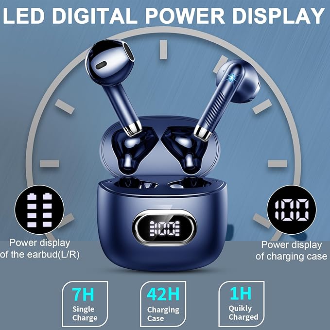 Language Translator Earbuds Real Time, AI Translation Earbuds Real Time with 164 Languages & 5 Modes, 3-in-1 Bluetooth 5.4 Translator Device, 42H Translatior Headphones Business, Learning, Blue