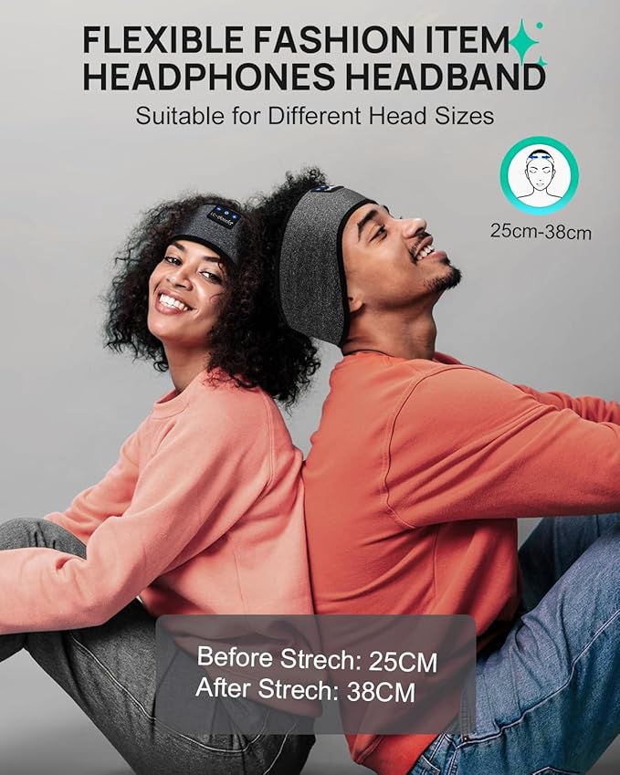 LC-dolida Sleep Headphones Bluetooth Headband, Wireless Headband with HD Speakers, Headphones Wireless for Side Sleepers, Sport, Yoga, Travel, Gifts for Mom, Men, Women, Teens, Kids