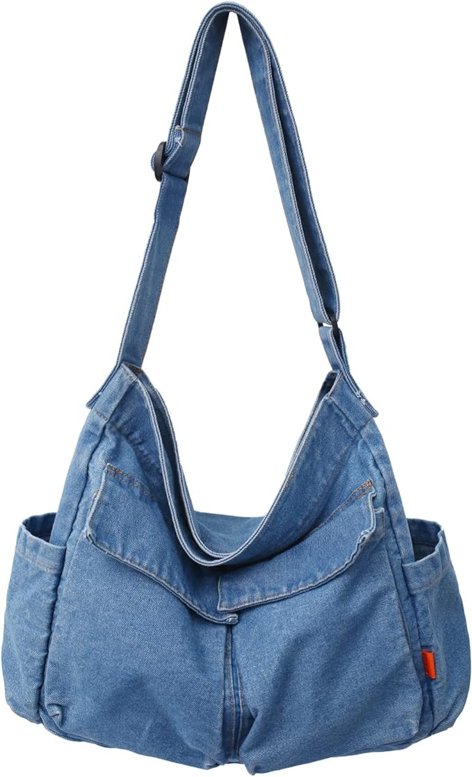 KlaOYer Canvas Messenger Bag Large Hobo Bag Crossbody Shoulder Bag Tote Bag with Pocket for Women and Men