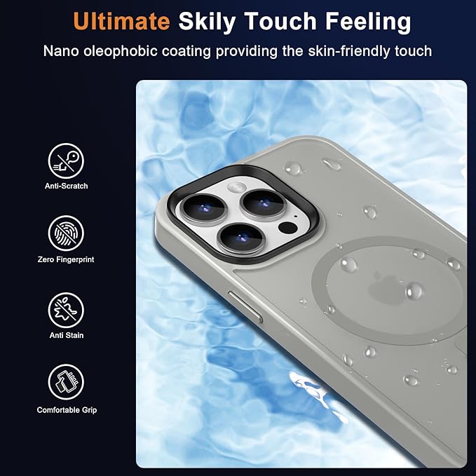 MOCCA Strong Magnetic for iPhone 14 Pro Max Case [Compatible with Magsafe] [10FT Military Grade Protective] Translucent Matte Slim Shockproof Case for iPhone 14 Pro Max 6.7"- Titanium Gray