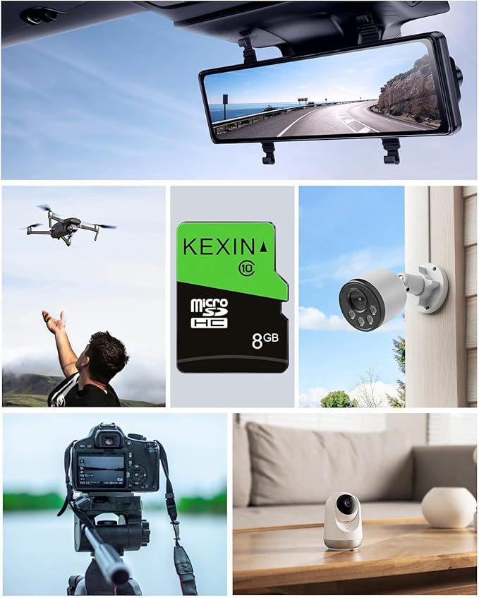 KEXIN 8GB Micro SD Card 10 Pack with SD Adapter microSDHC Memory Card UHS-I C10 Micro SD Card Full HD High Speed TF Card for Smartphone Tablet Action Camera Dash Cam Drone Game Console
