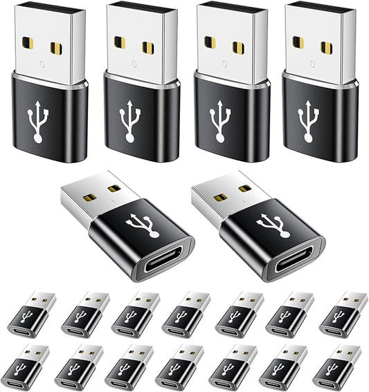 USB A to USB C Adapter 20 Pack,USB to USBC Adapter,USBA Male OTG Adapters,Type C Female Converter for iPhone,iPad,MacBook,Samsung Galaxy,Black