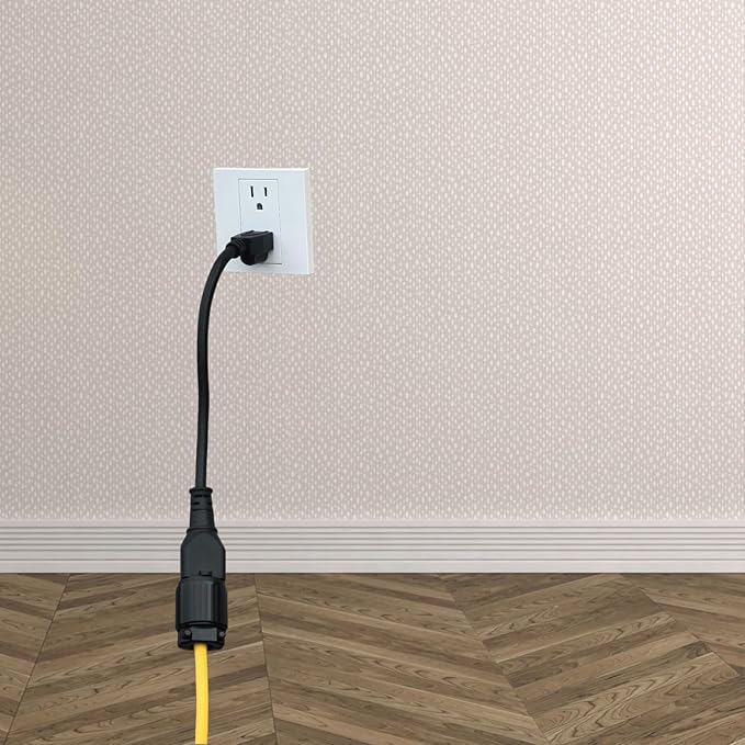 1-Foot 15 Amp Household AC Plug to 20 Amp T Blade Adapter Cable，14AWG 1-Foot 15 Amp to 20 Amp Plug Adapter Cord Nema 5-15P to 5-15R/5-20R 20Amp Comb AC Power Cord, Black