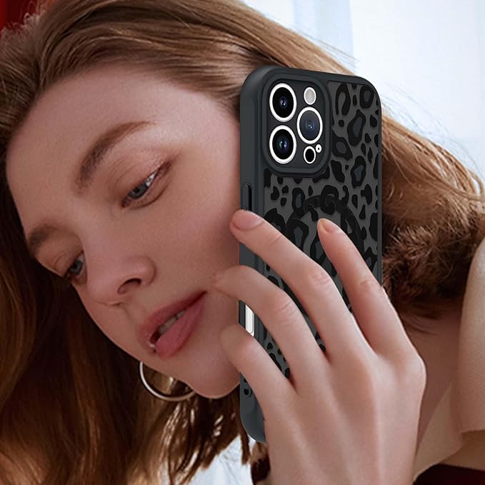 KANGHAR Case for iPhone 16 Pro Phone Case [Compatible with Magsafe] Leopard Printed Pattern Cute Cheetah Protective Magnetic Case for Girls Women Men 6.3"