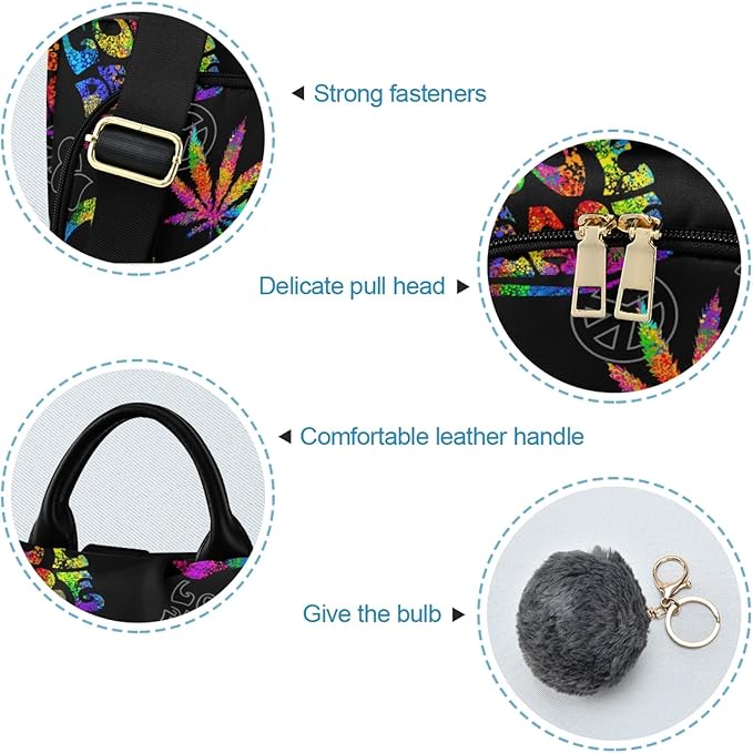 ALAZA Rainbow Peace Love Sign Gesture Backpack Purse for Women Anti Theft Fashion Back Pack Shoulder Bag