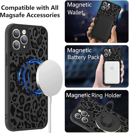 KANGHAR Case for iPhone 11 Pro Phone Case [Compatible with Magsafe] Leopard Printed Pattern Cute Cheetah Protective Magnetic Case for Girls Women Men 5.8"