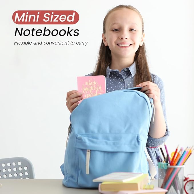 Oucaru 64PCS Mini Notebooks Bulk, 3.5" x 5.5", 16 Color, 60 Pages Blank Paper Small Pocket Notebook Set, Mini Journal Memo Notepads for Kids, Students, Traveler, School Office Supplies