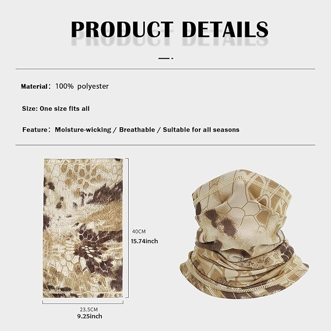 16 pack Cooling Neck Gaiter for Men Women Sun Protection Face Mask Gators Camo Bandana Neck Cover