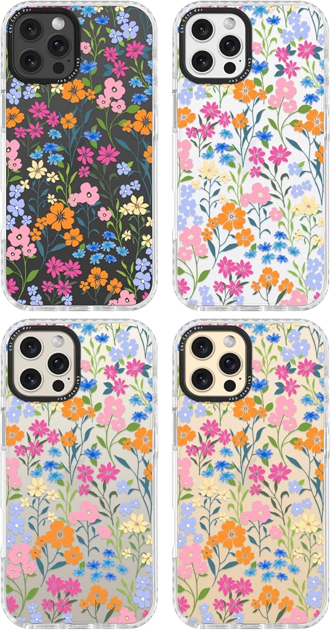 for iPhone 16 Pro Max Case, Vibrant Garden Floral Pattern, Military-Grade Drop Protection, Cute Soft Slim TPU Protective Cover with Camera Lens Protection for Women & Girls