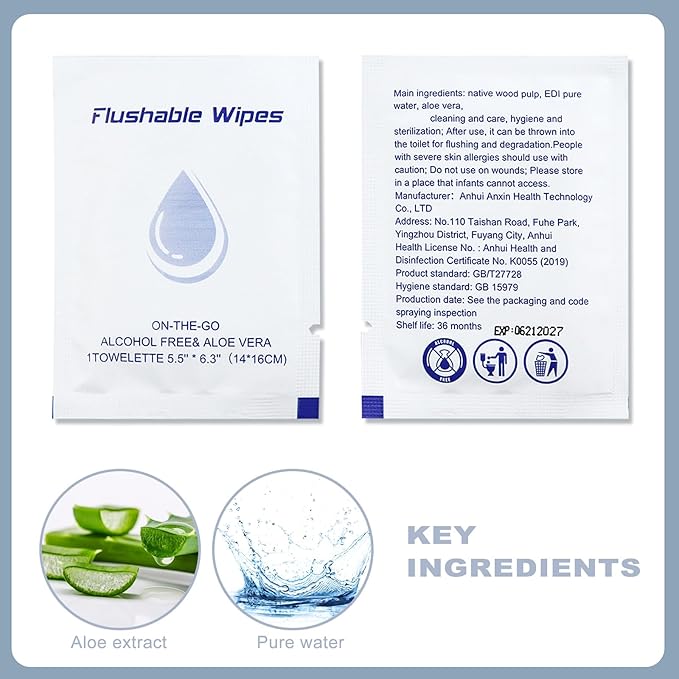 twoworld Flushable Wipes Travel Size Individually Wrapped for Women and Men,Unscented Wet Wipes Travel Size for Adult,Women,Men,Girl and Homeless (white,pack of 400)