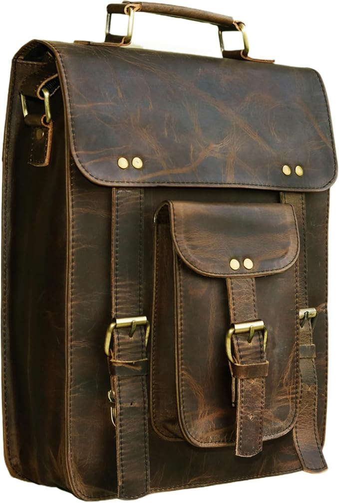 jaald Genuine Leather Messenger Bag Vintage Laptop Crossbody Bag Satchel Man Purse Shoulder Bag for man woman office bag