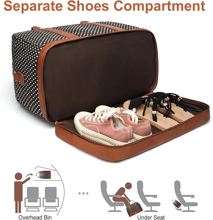 Weekender Bag for Women Canvas Overnight Bag Large Travel Tote Bag Carry on Shoulder Duffle Bag With Shoe Compartment,Perfect for Travel/Daily Use/Birthday Gift …