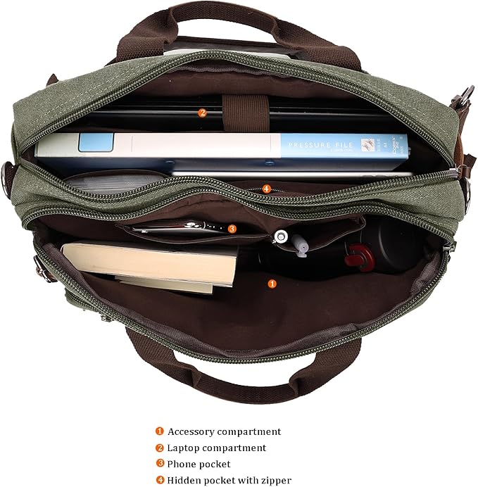 3 in 1 Convertible Laptop Backpack, 17.3 inch Messenger Bag for Men, Work Briefcase Travel Computer Bag for Men Women (Green, 17.3 Inch)