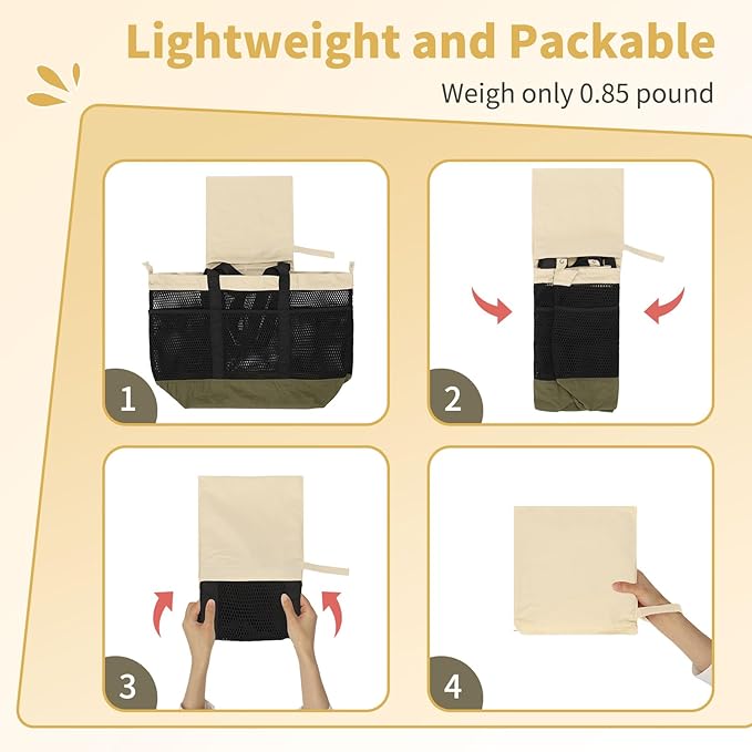 Mesh Beach Bag, Extra Large Beach Bags for Women, Lightweight Foldable Sandproof Tote Bag for Family & Vacation