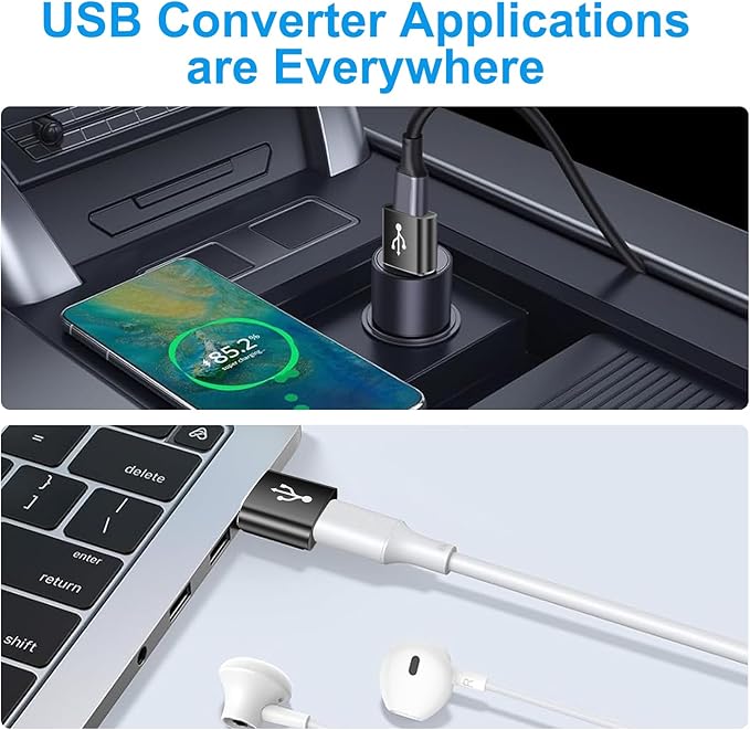 USB A to USB C Adapter 20 Pack,USB to USBC Adapter,USBA Male OTG Adapters,Type C Female Converter for iPhone,iPad,MacBook,Samsung Galaxy,Black