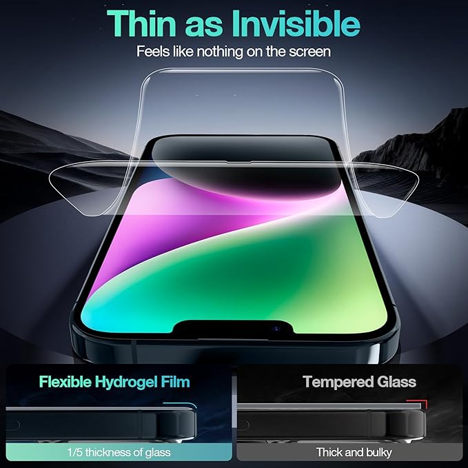 3 Pack Flexible Film Screen Protector for iPhone 13 Pro Max/ 14 Plus, Non-breakable Soft TPU Hydrogel Film for iPhone 13 Pro Max/ 14 Plus Screen Protector Film (NOT Glass)