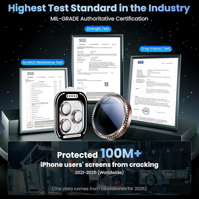 Uyiton for iPhone 17 Pro Max/17 Pro/16 Pro Max/16 Pro/15 Pro Max/15 Pro/14 Pro Max/14 Pro Camera Lens Protector - Military-Grade Tempered Glass Metal Camera Cover, Easy to Install, Gearwheel Gray+Red