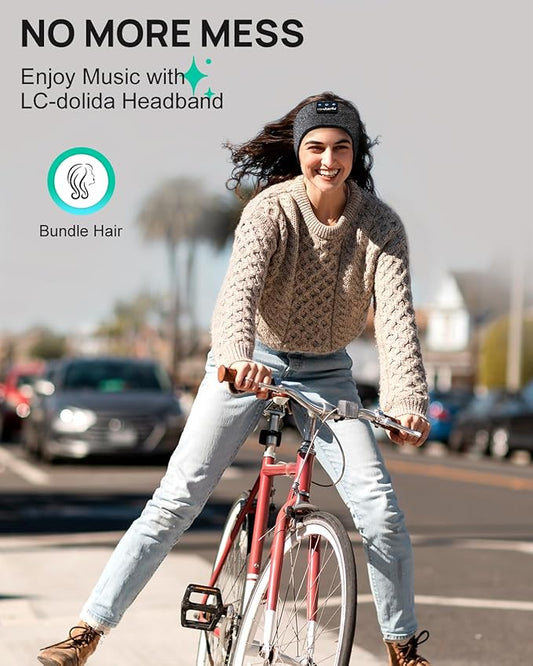 LC-dolida Sleep Headphones Bluetooth Headband, Wireless Headband with HD Speakers, Headphones Wireless for Side Sleepers, Sport, Yoga, Travel, Gifts for Mom, Men, Women, Teens, Kids