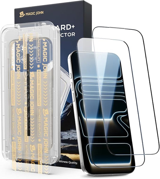 MAGIC JOHN 3rd Gen Upgraded for iPhone 17 Pro Screen Protector 6.3 Inch,HD Clear,Shatterproof Tempered Film,Auto Dust-Elimination,Bubble Free,Easy Installation,2 Pack