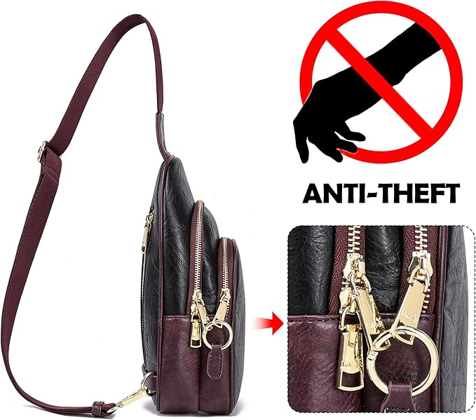 Haytijoe Crossbody Bags for Women Leather Sling Bag Anti-theft Cross Body Bag Travel Sling Purse Chest Bags Fanny Packs