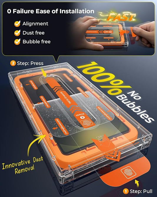 MRGLAS 2+2 Packs for Samsung Galaxy S25 Ultra Screen Protector 6.9'' with Camera Lens Protector [Auto-Dust Removal] [100% Fingerprint Unlock] HD 9H Tempered Glass 10X Military Protection, Zero-Bubble