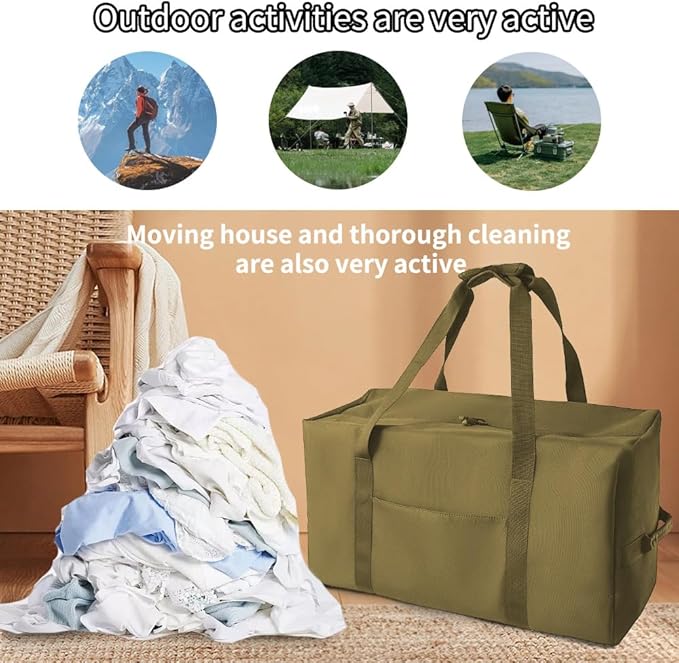 Large Military Duffle Bag Tactical Gear Load Out Bag Camping Storage Utility Tote Deployment Cargo Bag Travel Sports Equipment Duffel Luggage Bag with (Khaki, Medium 25.59"x11.81"x13.78"))