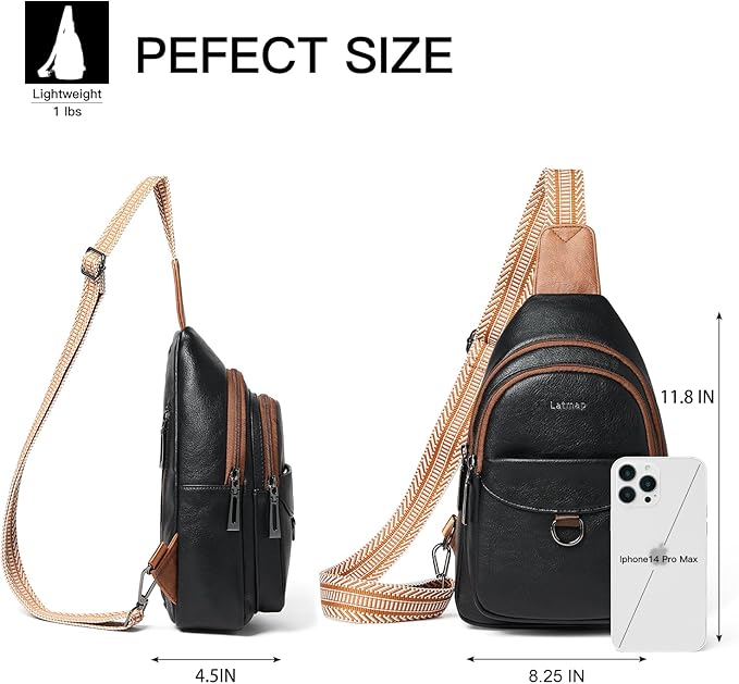 7L Sling Bag for Women Men Crossbody Belt Bag Small Travel Sling Backpack Anti Theft Chest Daypack Purse Faux Leather
