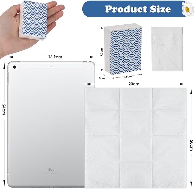 120 Pack Pocket Tissues 1200 Sheets Small Mini Travel Size Tissue Packs 3 Ply Unscented with Unique Embossing Process Individual Portable Tissue Pack for Purse Travel Camping
