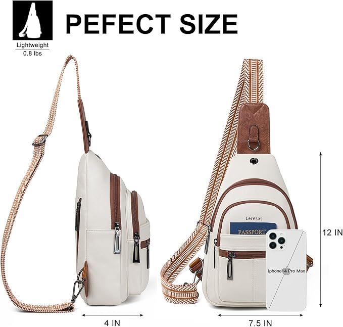 Sling Bag for Women Crossbody Purse Leather Crossbody Bag Fanny Pack Chest Pack for Travel Everyday Vacation