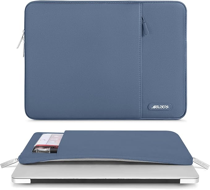 MOSISO Laptop Case 13 inch, 13 inch Laptop Sleeve Compatible with MacBook Air M4 M3 M2 M1 2025-2018 / Pro M2 M1 2025-2016, Polyester Vertical Computer Sleeve Bag with Pocket, Steel Blue