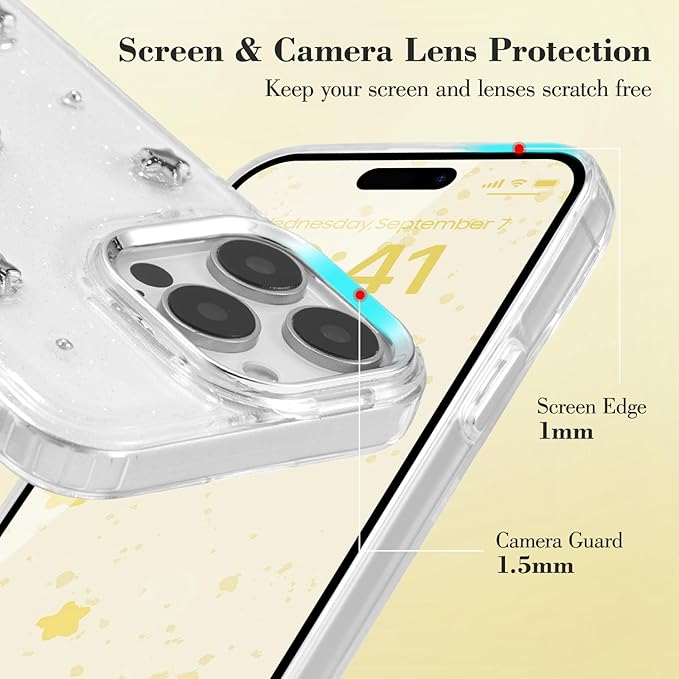 EYZUTAK Case for iPhone 12 Pro Max, Bling Glitter 3D Stars Phone Case Cute Sparkly Crystal Clear Star Aesthetic Design Case Slim Soft Durable TPU Transparent Protective Cover for Women Girls - Star