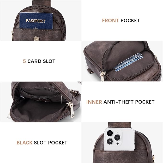 BOSTANTEN Small Sling Bag Crossbody Bags for Women Trendy Crossbody Purse Leather Chest Bag