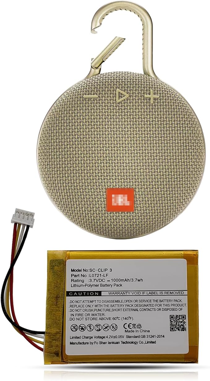 L0721-LF 1000mAh Battery Compatible with Clip 3 / Clip 3AN / Clip 3SAND Waterproof Bluetooth Speaker with Tools Battery Part NO Clip3 Clip3AN Clip3SAND