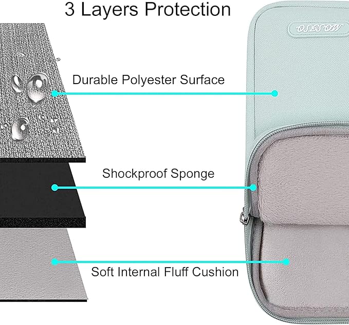 MOSISO Laptop Case 12.3 inch, 11.6-12.3 inch Laptop Sleeve Compatible with MacBook Air 11.6, Acer HP Dell Lenovo Samsung, Surface Pro, Polyester Vertical Computer Sleeve Bag with Pocket, Mint Green