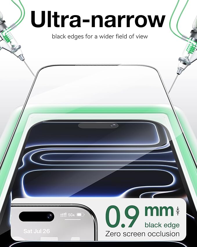 NIMASO for iPhone 17 Pro Screen Protector Full Coverage 6.3-Inch, No Bubbles No Dust, 3D Curved Edges 9H Hardness Tempered Glass, Military Grade Shatterproof, Anti-Scratch, with Roller,1 Pack