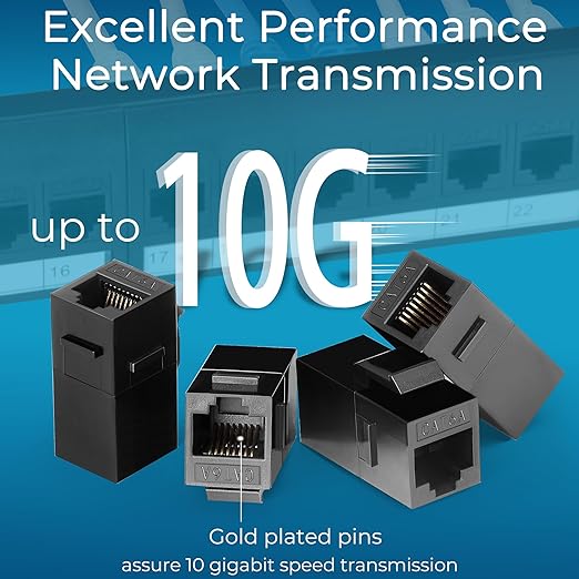 Rapink Patch Panel 24 Port Cat6A with Inline Keystone 10G Support, Pass-Thru Coupler UTP 19-Inch with Removable Back Bar, 1U Network Patch Panel for Cat6a,Cat6, Cat5e, Cat5 Cabling