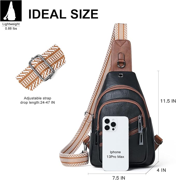 Sling Bag for Women Crossbody Purse Leather Crossbody Bag Fanny Pack Chest Pack for Travel Everyday Vacation