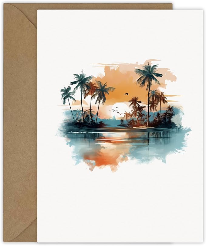 5 Watercolor Landscape Greeting Cards All Occasion Blank Note Cards with Envelopes (Landscape 5x1)