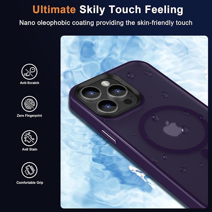 MOCCA Strong Magnetic for iPhone 12 Pro Max Case,[Compatible with Magsafe][Glass Screen Protector+Camera Lens Protector] Slim Thin Shockproof Cover Phone Case for iPhone 12 Pro Max 6.7", Deep Purple