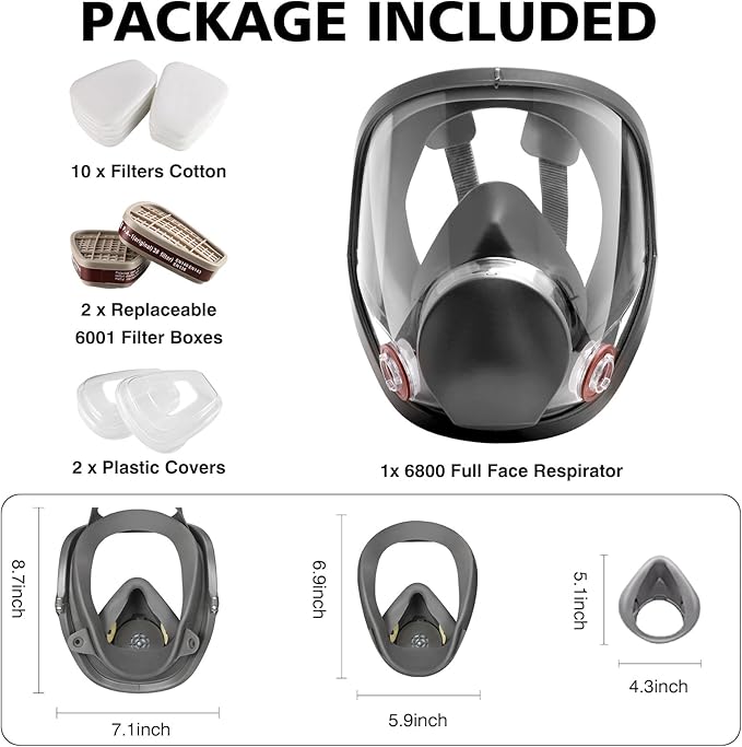 Gas Masks Survival Nuclear and Chemical - Reusable Full Face Respirator Gas Mask with Activated Carbon Filter