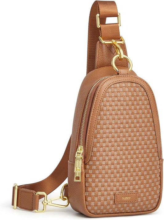 Kattee Sling Crossbody Bag for Women, Leather Fanny Pack Crossbody Sling Bags, RFID Purse Chest Bag Small Daypack for Women